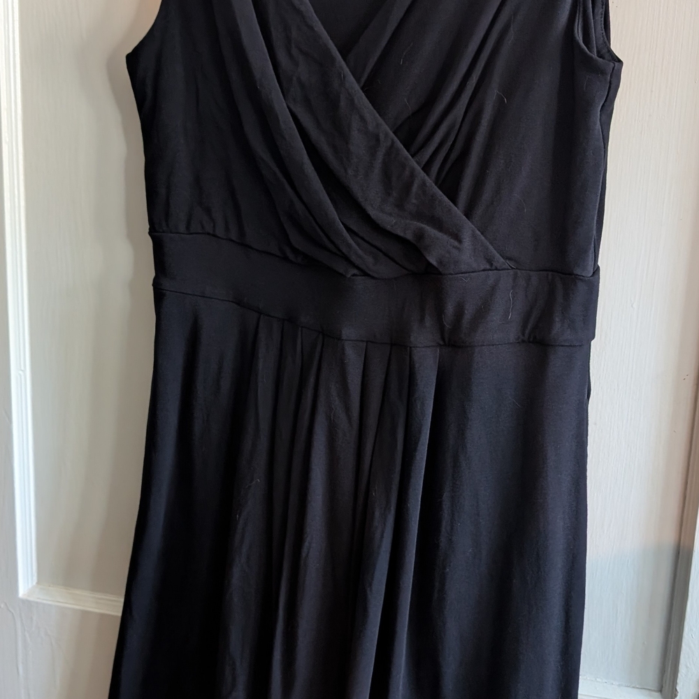 Lands' End Black Sleeveless Midi Dress